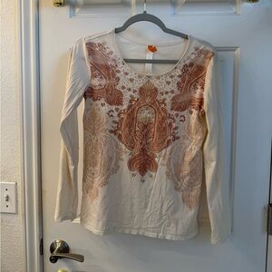 Lucy Orange Cream Graphic Blouse